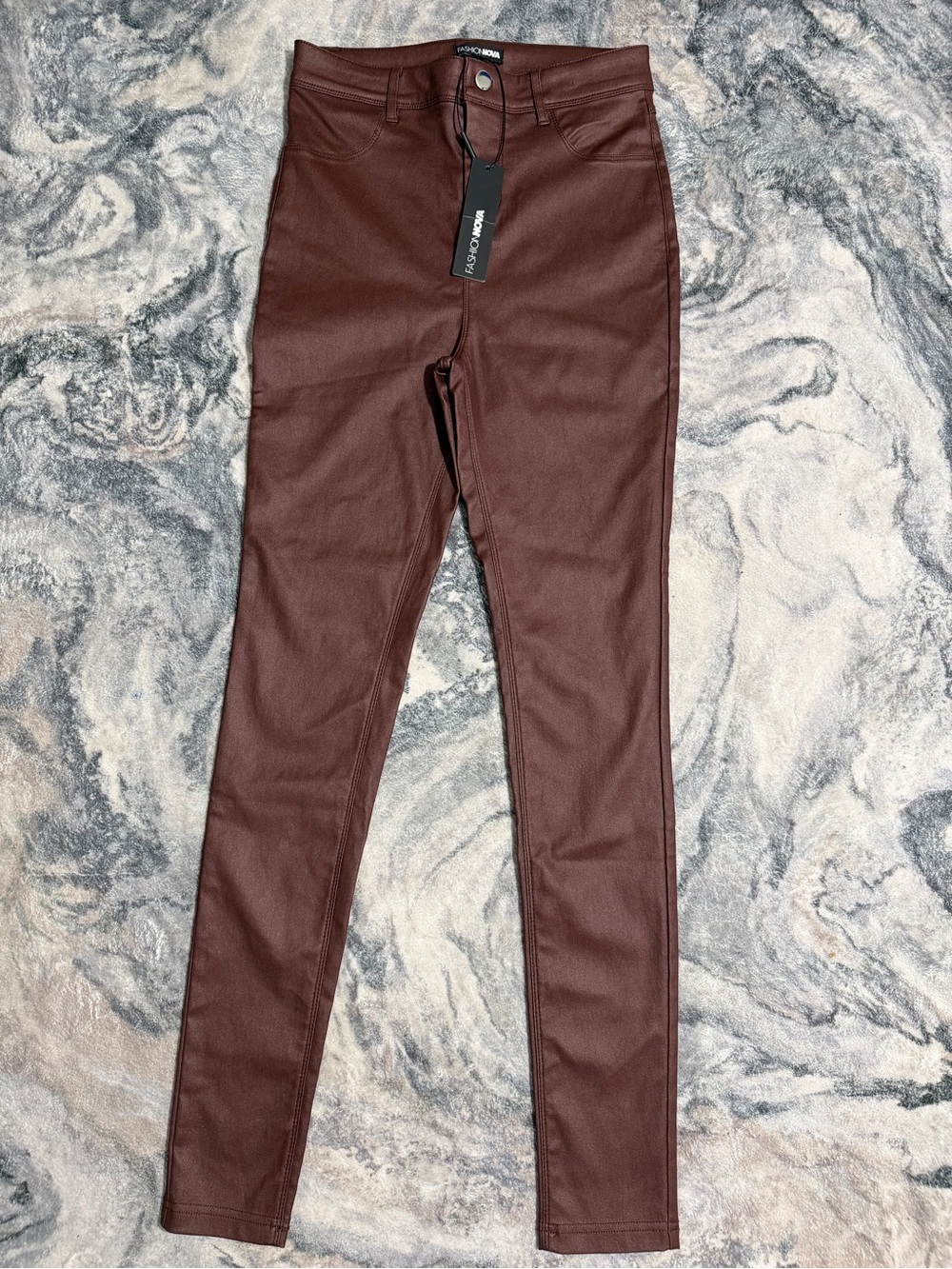 Fashion Nova Brown Faux Leather Skinny Pants – Size M – NWT